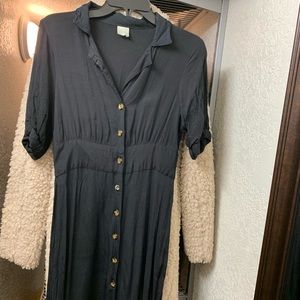 Long black ASOS button down dress